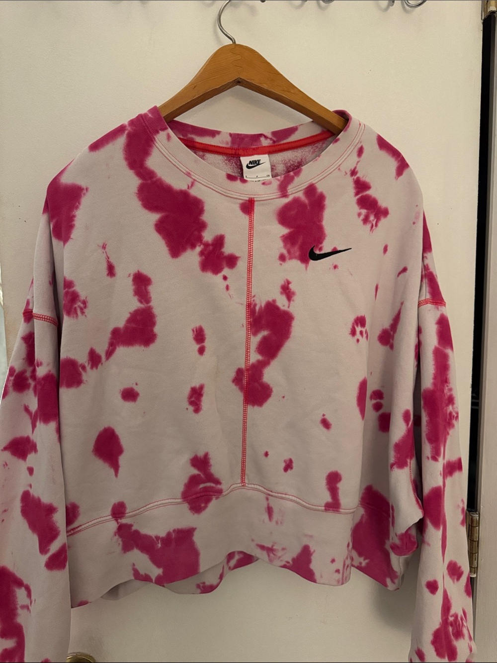 Nike Women's Pink Tie-Dye Crewneck Sweatshirt
